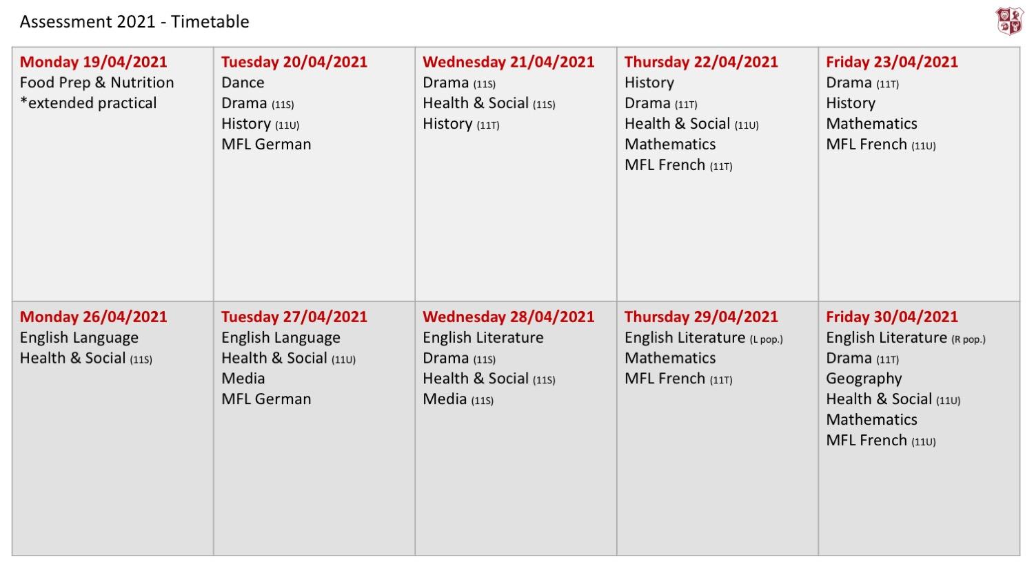 Timetable