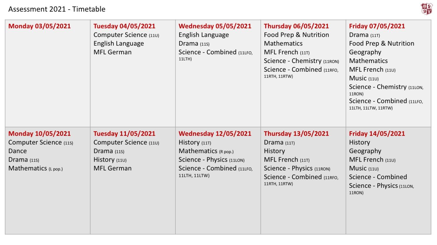 Timetable