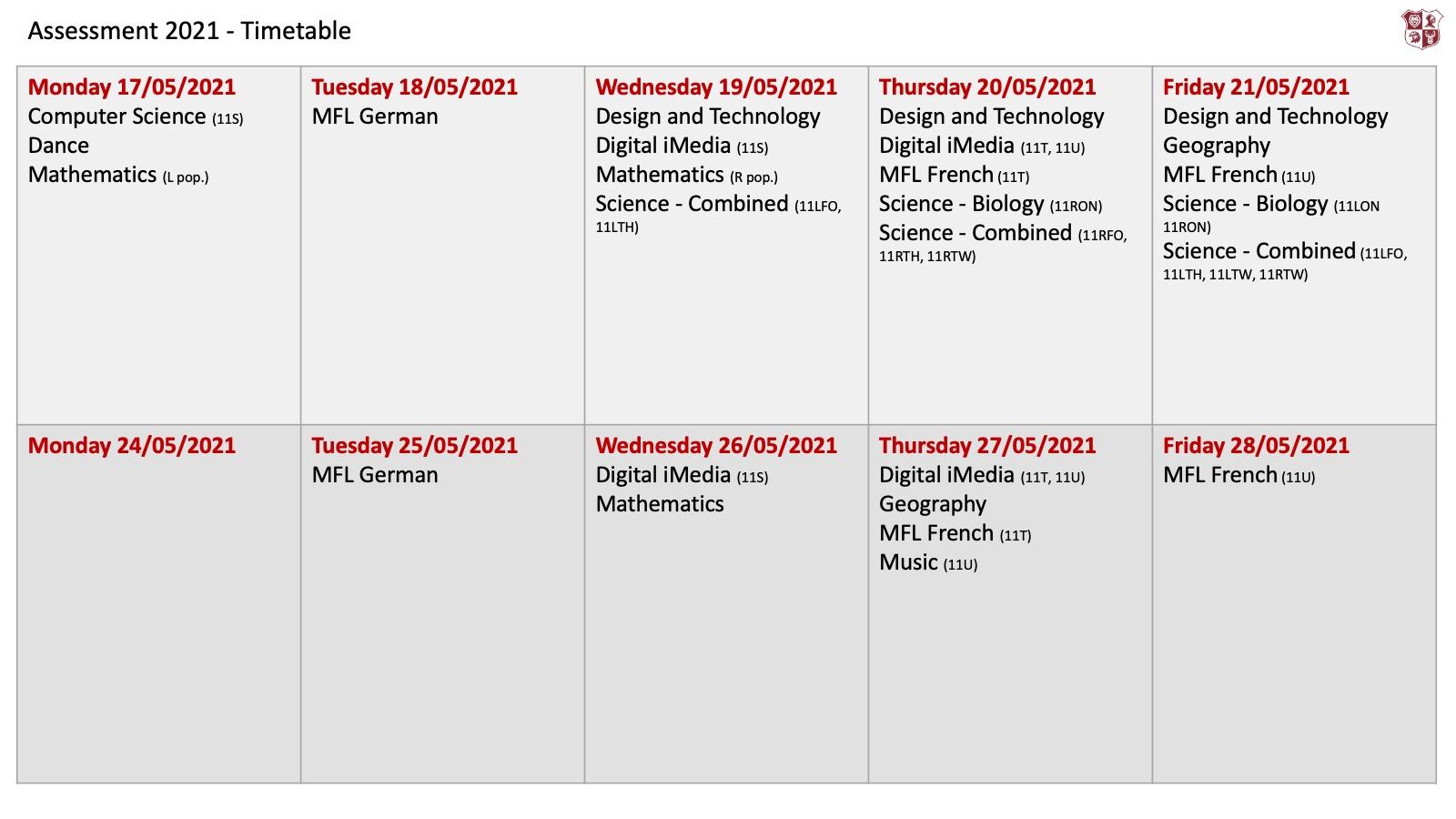 Timetable