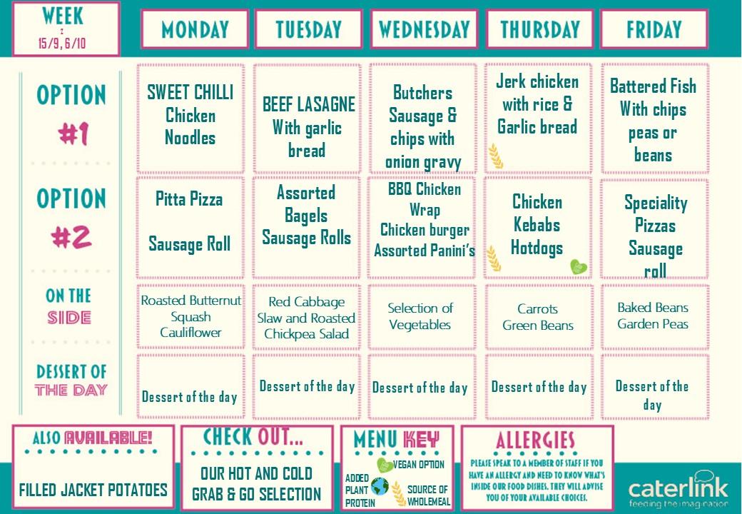 Week 2 menu for 2025